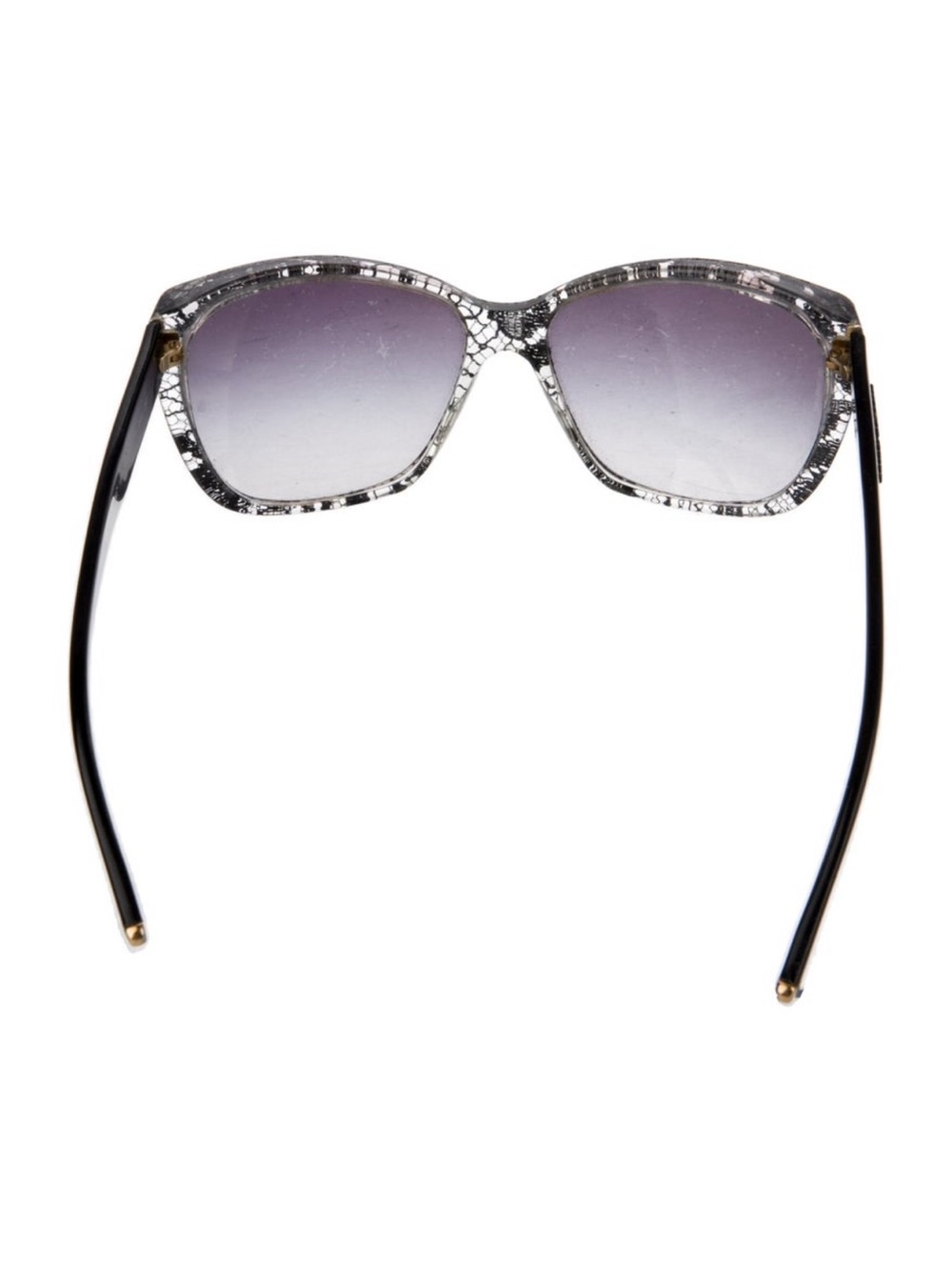 Women’s Black & Silver Cracked-Pattern Sunglasses - Stylish Gradient Lenses